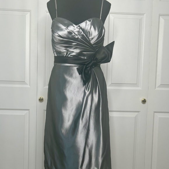Love Ruched Gunmetal Satin Dress Size 10 - Picture 3 of 7